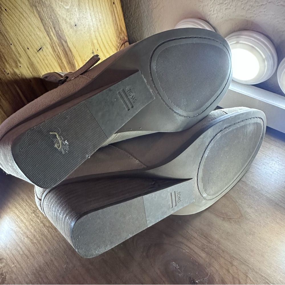 Toms Goldie Wedge Women's Suede Ankle Boots - Tan Size 8 - Picture 9 of 10